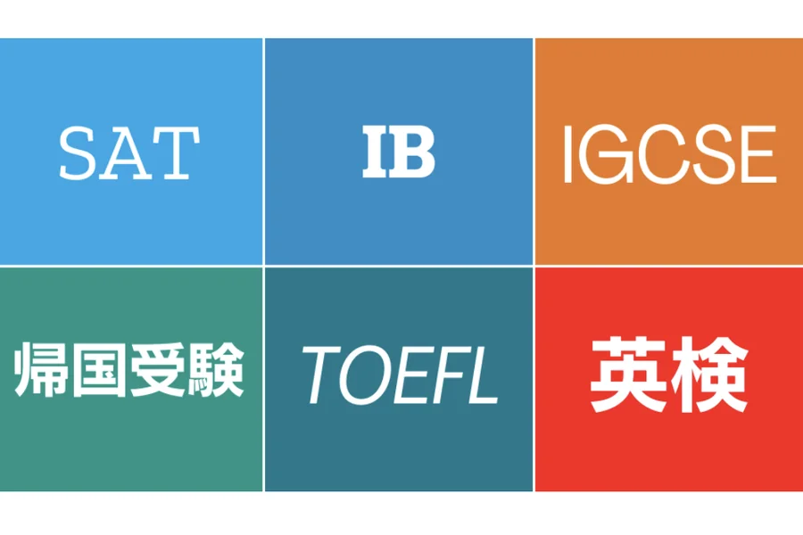 TCK Workshopが対応する試験の一覧。SAT・IB・IGCSE・帰国受験・TOEFL・英検